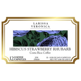 Hibiscus Strawberry Rhubarb Costa Rica Coffee (Single Serve K-Cup Pods) (Gourmet, Naturally Flavored, Whole Coffee Beans) (12 pods, ZIN: 576639) - 2 Pack