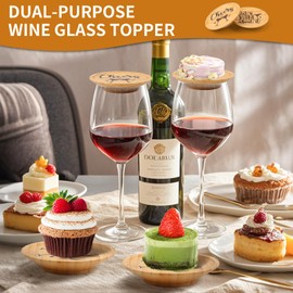 4-PCS Wine Glass Charcuterie Topper - Wine Glass Covers Charcuterie Board Topper, Wine Glass Topper Coasters Plate Keeps Bug & Debris Out for Parties, Family Gatherings, Bars