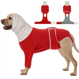 FUAMEY Surgical Suit for Dogs Female Spay, Cone of Shame Alternative to Stop Licking, Breathable Male Dog Recovery Suit for After Neuter Surgery, Dog Onesie with Front Leg Covered, Corgi (Red, L)
