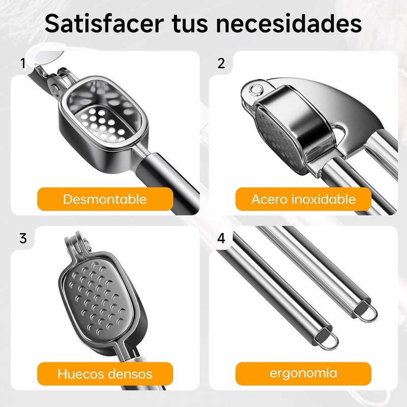 ELEVO Prensa de Ajo, Exprimidor de Ajos Profesional, Triturador de