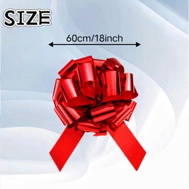 Big Red Car Bow 18 Inch Giant Red Bow for Car Large Red Bow for Present Gift Bows Huge Red Christmas Bow Pull Bows for Gift Wrapping Large Bows for Refrigerator House Birthday Party Decoration