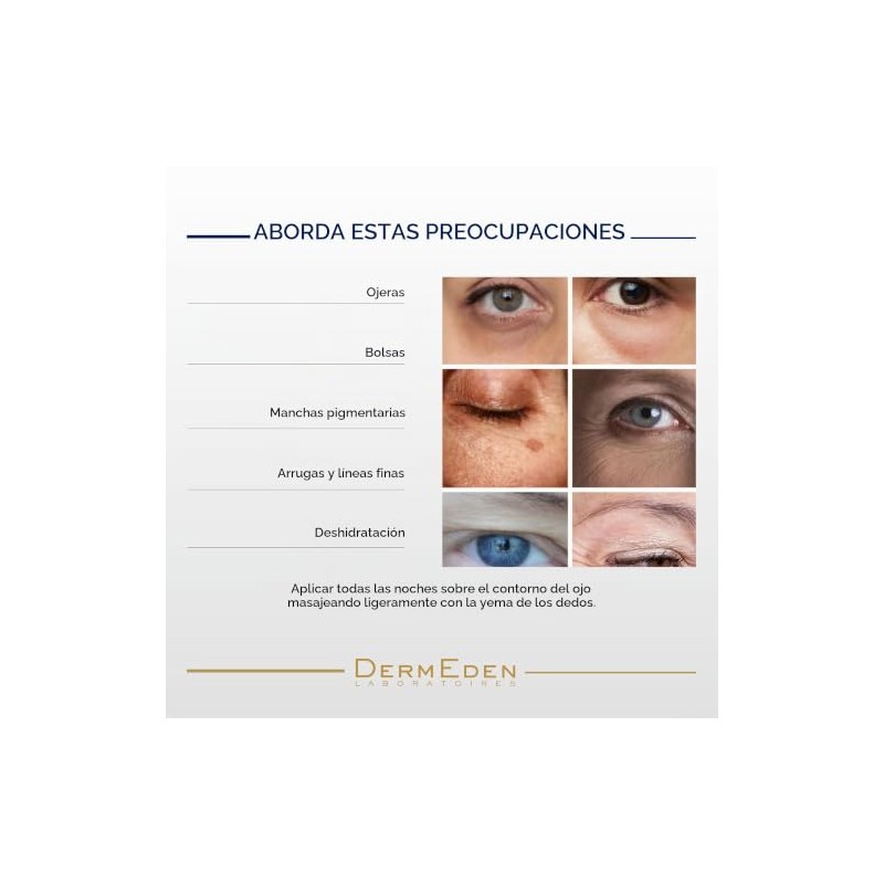 Dermeden - Crema intensa para contorno de ojos antienvejecimiento, 15