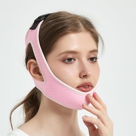 Piacico Chin Strap for Cpap Users - Adjustable Snore Stopping Device Face Mask Bandage Keeping Mouth Closed (Pink)
