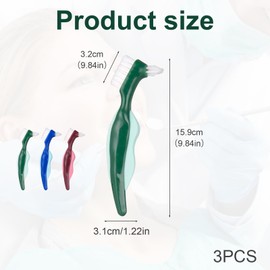 3 Stück Doppelborstenkopf Prothesenzahnbürste, Zahnbürste Hart, Prothesenbürste, Portable Ergonomische Zahnsatzbürste mit Mehrschichtigen Bürsten, Hartes Zahnprothesenreinigungswerkzeug (Drei Farbe)