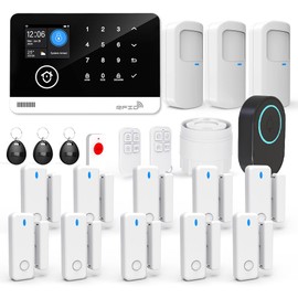 TUGARD 22 Pcs Wireless WiFi/GSM/2G Smart Home Alarm System, Instant App Alerts, Motion Detector, Door and Window Sensors, Remote Controls, Siren, Compatible with Alexa & Google Assistant