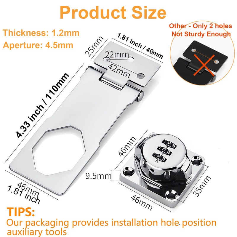 Bifold Door Lock - 2 Pack Closet Lock 3-Digit Anti-Pry