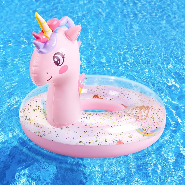 HeySplash Inflatable Pool Float, 21.6 Inch Toddler Pool Float, Unicorn