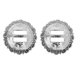 Set of 2 pcs 1-1/4" Saddle Bright Silver Round Slotted Berry Concho