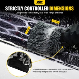 MIKKUPPA Car Wash Mitt Microfiber - Double-Sided Chenille Scratch Free Mitt with Waterproof Inner for Car Washing Home Cleaning (Gray, 2Pack, 10'' x 7'')