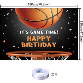 Basketball Happy Birthday Backdrop Decorations Basketball Happy Birthday Banner Basketball Birthday Photo Background for Home Indoor Outdoor Birthday Party Decorations Supplies