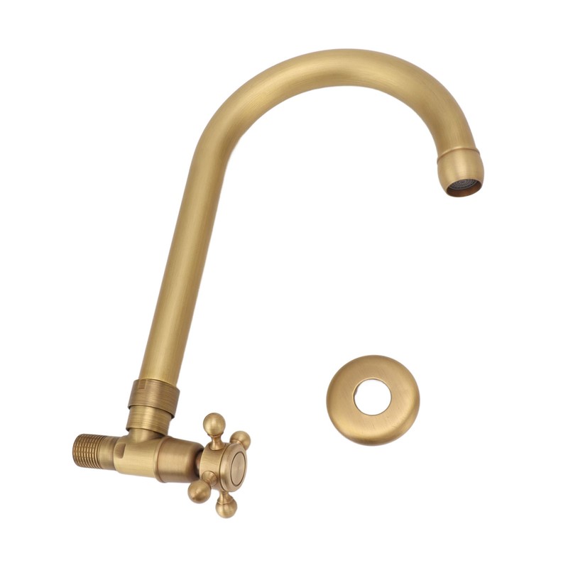 Antique Brass Basin Faucet with Cross Knob Single Handle Faucet