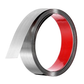 MECCANIXITY Silver Trim Peel and Stick, Self Adhesive Mirror Trim Border 13ft x 1.6" Stainless Steel Brushed Finish Molding Tape Strips for Mirror Frame Wall Cabinet Tile Edge Molding