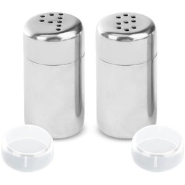 Aczyqws 2 PCS Salt and Pepper Shakers Set Stainless Steel Small Spice Shakers Portable Sugar Shakers with Transparent Cover for Home Kitchen Camping Restaurant Sugar Salt Flour Pepper Spice