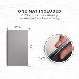 Homergy Anti Fatigue Kitchen Mats for Floor 1 PCS, Memory Foam Cushioned Rugs, Comfort Standing Desk Mats for Office, Home, Laundry Room, Waterproof & Ergonomic, 17.3×30.3 х 0.47″, Grey