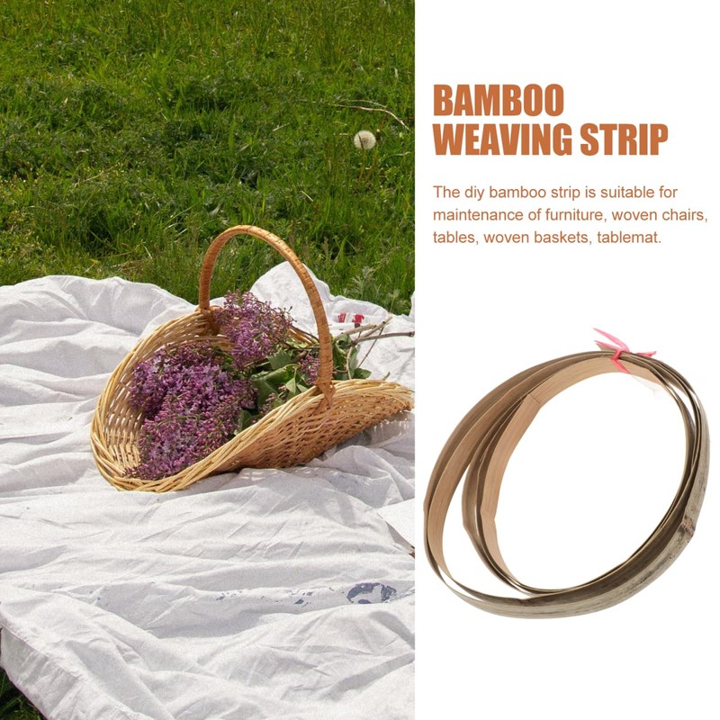 STOBOK Bamboo Weaving Strip Roll Flat Bamboo Strip for Basket