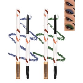 Matte Eyeliner Pencil, Blue & Green Eyeshadow Eye Liner Pencil, Waterproof Long-Wear Highly Pigmented Gel Eyeliner Pen Eyeshadow Stick With Brush, Fade-Proof Blendable Color Smokey Cat Eye Makeup-1+6