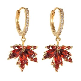 Red Maple Leaf Earrings For Women Rhinestone Maple Leaf Dangle Earrings Acrylic Maple Leaf Long Dangle Earrings Autumn Earrings Thanksgiving Fall Jewelry Gifts for Women (A)