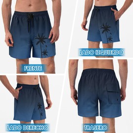 SlowTon Traje de Baño Hombre 2 en 1,Bañador de Secado Rápido con Bóxer de Compresión, Shorts de Baño con Bolsillos Cremallera para Playa Natación Piscina Correr