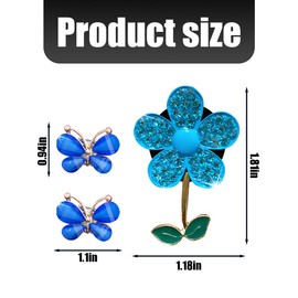 Sandfren 3PCS Bling Car Air Vent Clips, Butterfly Flower Rhinestone Vehicle Conditioning Outlet Clamps, Diamond Vent Clip Charm Decoration for Women Girls, Universal Automotive Accessories (Blue)