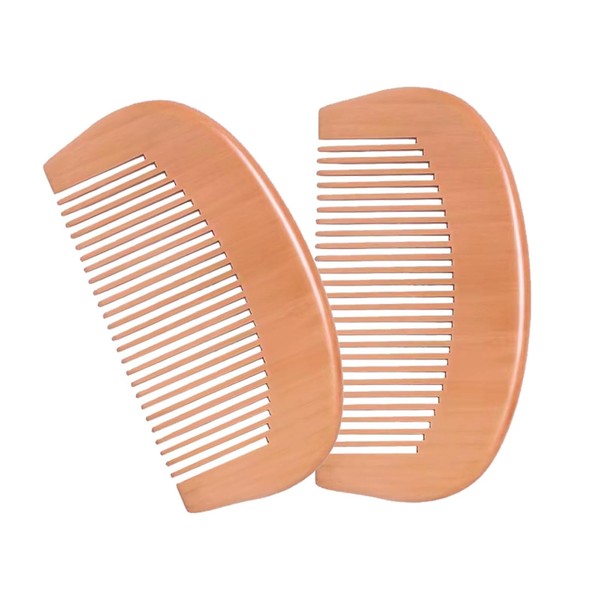 LJOINEG 2 Work Combs Natural Handmade Wooden Comb with Wide