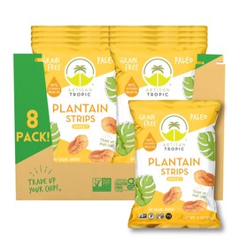 ARTISAN TROPIC Plantain Strips Naturally Sweet - 8 Pack, 2oz - Vegan, Paleo, Gluten Free Chips - Individual Bags Healthy Snacks for School, Gym, Kids – Whole 30 Approved Foods Baked Banana Chips