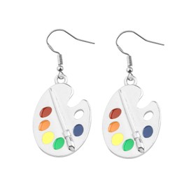 Artist Paint Brush Earrings Paint Palette Charm Earring Colorful Painter Jewelry Artist Gift Art Teacher Gifts (Artist Charm Earrings)