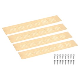uxcell Air Vents Cover, 4Pcs 250 x 50mm - Aluminum Alloy Mesh Air Return Vent Cover, Rectangle Louvered Ventilation Grille for Shoe Cabinet Wardrobe (Gold)