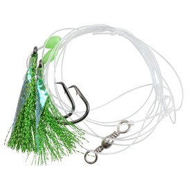 15Packs Fishing Bait Rigs Set Saltwater Fishing Rigs with Sharp Hooks, Fish Skin, Barrel Swivel and Glow Beads Bottom Fishing Rigs for Freshwater Flounder Sea Bass Halibut (Green)