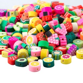 200pcs Fruit Polymer Clay Beads Mixed Fruit Beads Spacer Beads for Bracelet Necklace Jewelry Making