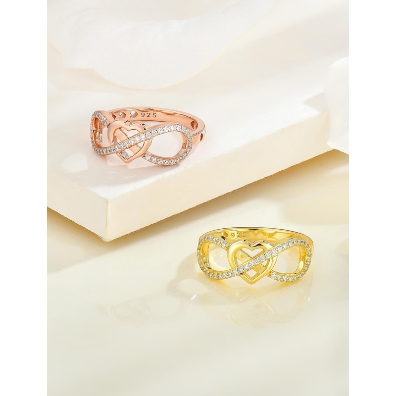 STARCHENIE Infinity Heart Ring 925 Sterling Silver 14K Gold Plated