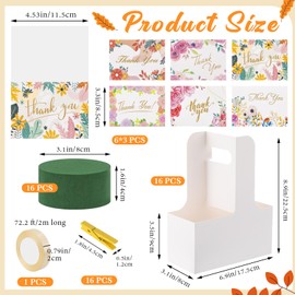 Reallnaive 16 Pack Christmas Gift Flower and Coffee Carrier Kraft 2 Cup Drink Carrier with Handle Coffee Cup Holder with Floral Foam for Thanksgiving Xmas Wedding Baby Shower Birthday Party Favors