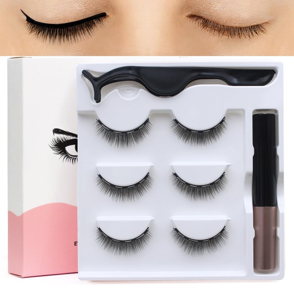 Magnetic Eyelashes, Glue-Free Magnetic Eyelashes with Quick Drying Magnetic Eyeliner,