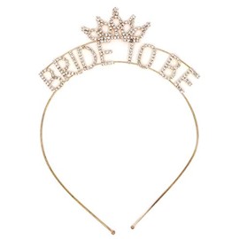 Teri's Boutique Wedding Bride Bridal Maid of Honor Party Love Heart Sparkle Rhinestone Crystal Hair Accessory Headband Hairband (Gold 2)