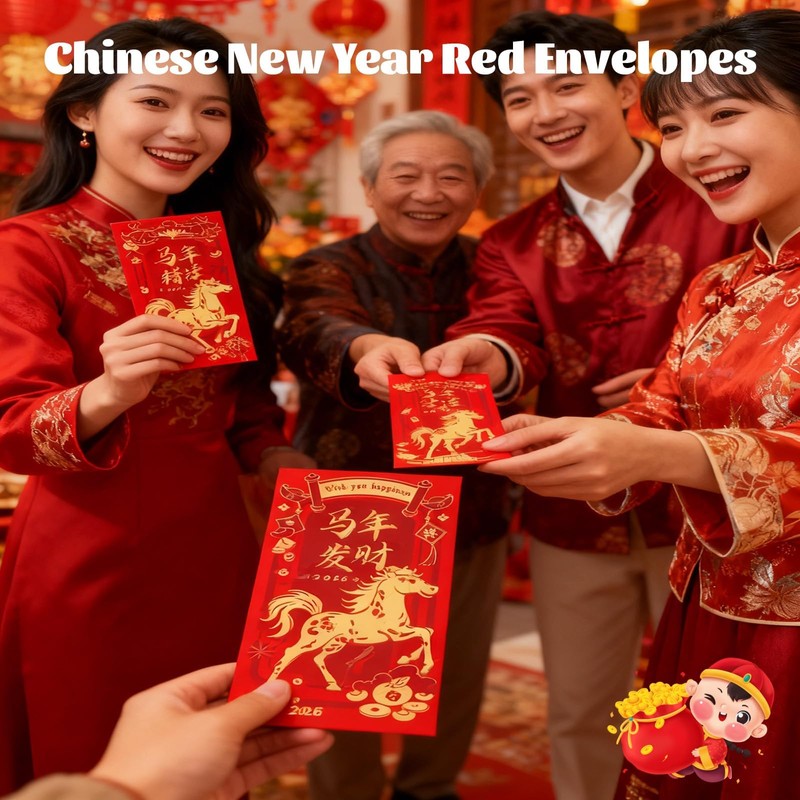 Chinese New Year Red Envelopes 2026, 18Pcs Year of the