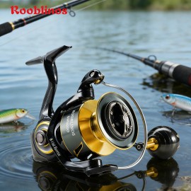 Rooblinos SW Left Hand Aluminum Alloy Nylon Saltwater Spinning Reel 5.1:1 Gear Ratio Line Twist Prevention FishingSpool Capacity: 6000 Series