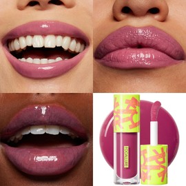 FOCALLURE Lip Oil,Moisturizing,Hydrating Lip Gloss,Transparent Toot Lip Glow Oil,Shiny Glossy Finish,Non-Sticky,Long Lasting,Tinted Lip Balm for Dry Lips and Lip Care,Cherry Juice