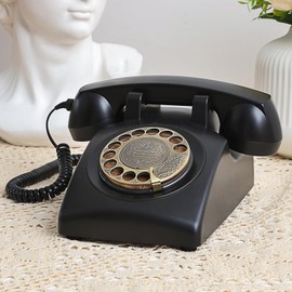 Sangyn Sangyn Retro Rotary Landline Phones with Mechanical Ringer, Volume Control, Redial, No AC Power Required Vintage Corded Phones Old Fashioned Antique Telephone for Home Office for Decor