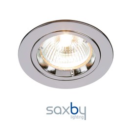 Saxby Cast Modern Recessed 50W Fixed Twist & Lock Mains 240V LED Compatible GU10 IP20 Rated Chrome Ceiling Spot Downlight for Kitchen Bedroom Lounge etc.