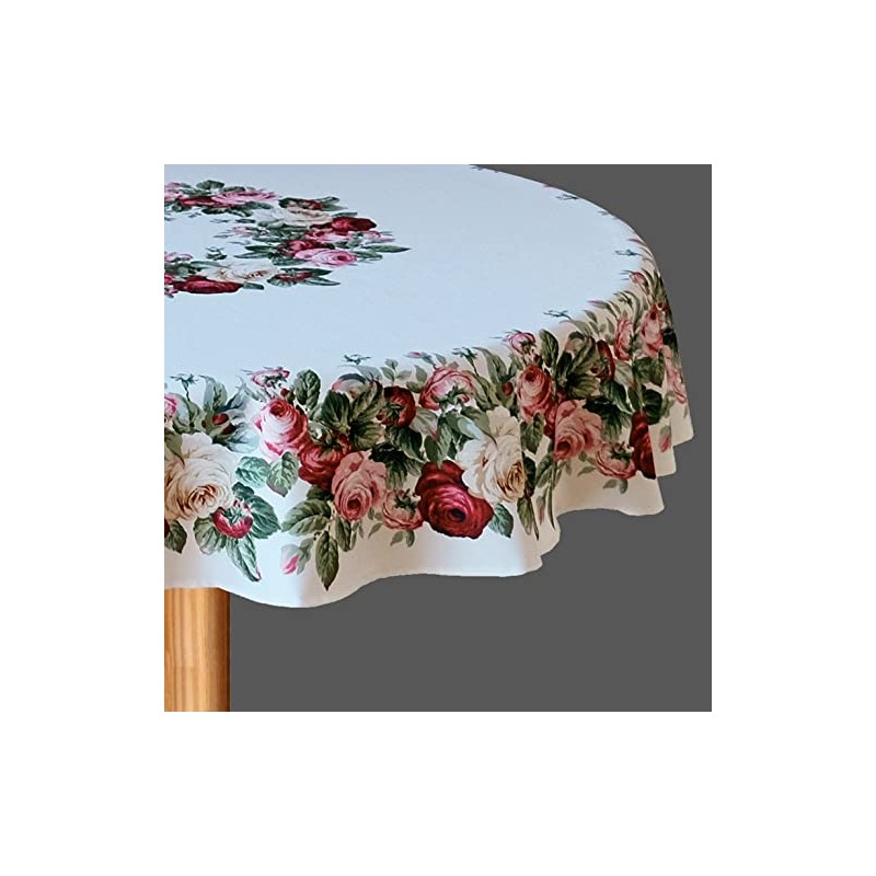Tablecloth with Rose Print Motif Table Runner 100% Polyester Spring