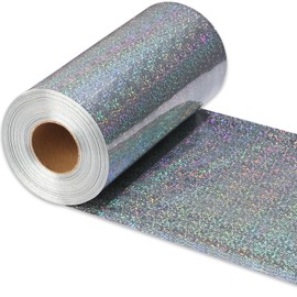 Kinlop 40 Inch x 100 ft Plastic Laser Tablecover Roll Disposable Iridescent Tablecloth Roll Iridescence Rectangle Holographic Foil Tablecloth for Disco Wedding Birthday Bridal Party (Silver)