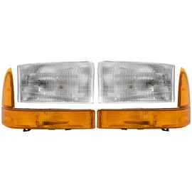 Garage-Pro Driver, Passenger Side Headlight Assembly for Ford F-250 Super Duty Lariat XL XLT 1999-2001, Also Fits F-350 Super Duty Halogen With bulbs, Models Without No Boundaries Package