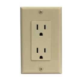 RiteAV 15A Electrical Duplex Receptacle Wall Outlet Plate 1 Gang Decorative - Light Almond