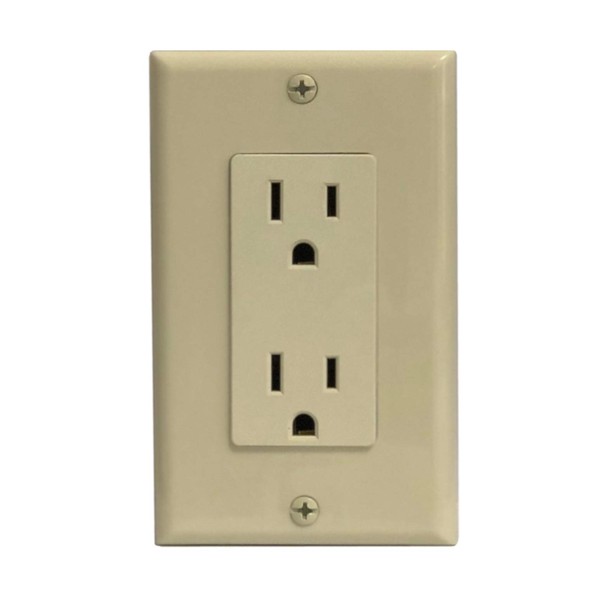 RiteAV 15A Electrical Duplex Receptacle Wall Outlet Plate 1 Gang