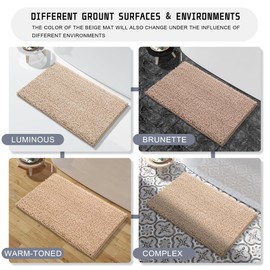 Yimobra Bathroom Rugs, 44'' x 24'', Extra Soft Chenille Bath Rugs, Non-Slip, Water Absorbent, Thick Floor Mat with Machine Washable, Plush Microfiber Shaggy Rugs for Shower Bathtubs, Light Brown