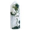 KYEYGWO Moss Agate Crystal Wand Tower, Polished Single-pointed Hexagonal Column