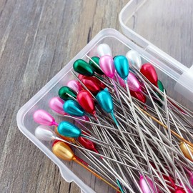 Weenwill Pins with Head Long, Pack of 200 Colourful Sewing Needles 55 mm with Box Straight Pin for Dressmaking, Jewellery, DIY Decoration, Crafts and Sewing Projects