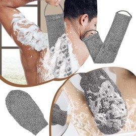Back Scrubber for Shower, Bamboo Fibre Scrubber Sponge Back Brush and Exfoliating Glove Body, Shower Gloves Exfoliation, Back Loofah Massage Strap for Removing Dead Skin