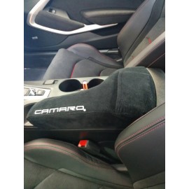 Seat Armour Console Cover with Camaro Logo - Black w/ silver lettering Fits 2015-2023 Camaro