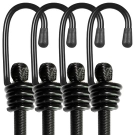 BEXSLE Bungee Cords With Hooks 2m long, Heavy Duty Outdoor Elastic Bungee Straps, No odour Industrial Grade bungee rope For Securing Tarps, Luggage, Tents, Bikes or garden tidying 80inch 4Pcs (Black)