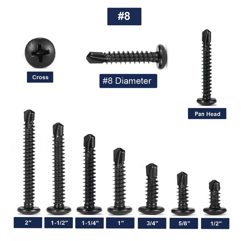 #8 x 2 Sheet Metal Screws 100Pcs 410 Stainless Steel